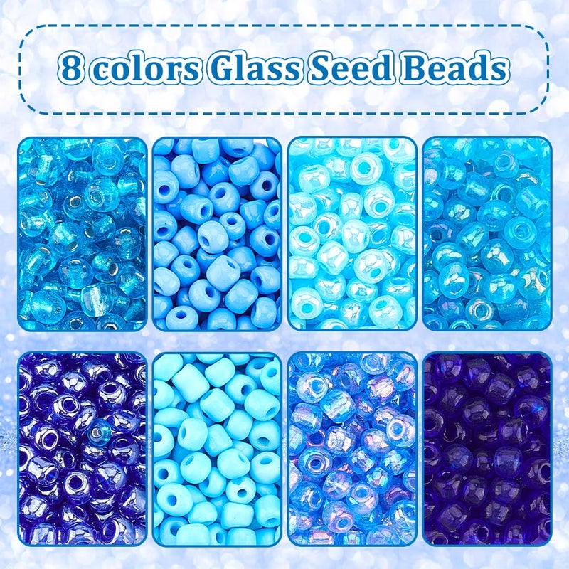 PH PandaHall PH PandaHll 6/0 Blue Seed Beads, 1900 Pcs 4mm Multicolor Beading Glass Seed Beads Waist Beads 8 Colors Round Mini Spacer Czech Beads for Jewelry Making Christmas Decoration - Image 4